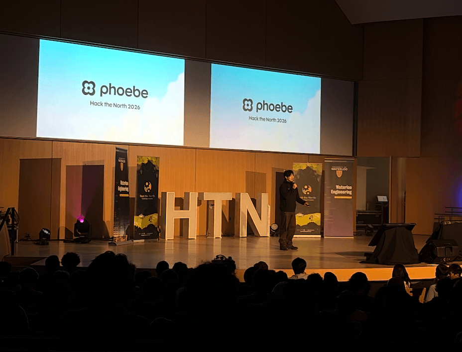 Phoebe presentation on stage at Hack the North 2026