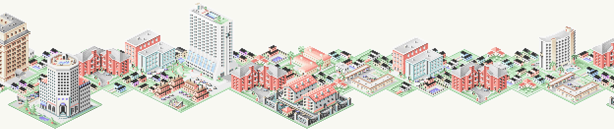 An isometric illustration of a futuristic cityscape with homes spreading outward